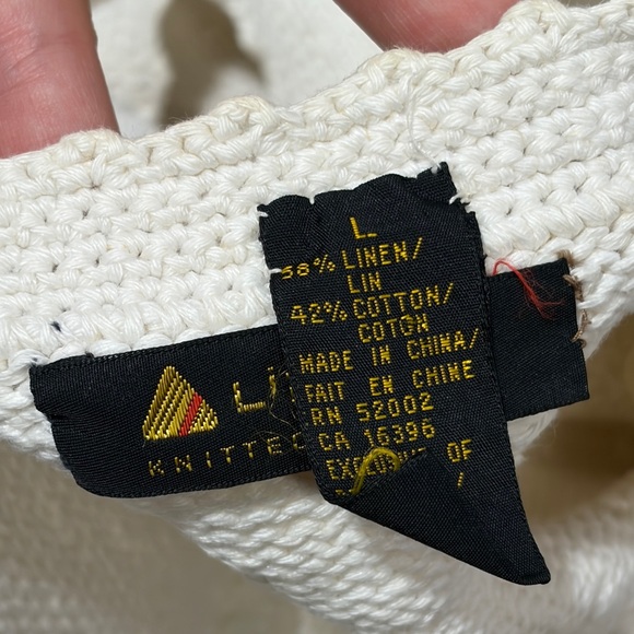 Vintage LizSport Cream Cable Knit Linen Cotton Sweater Vest 1990’s Cottagecore - Picture 4 of 7